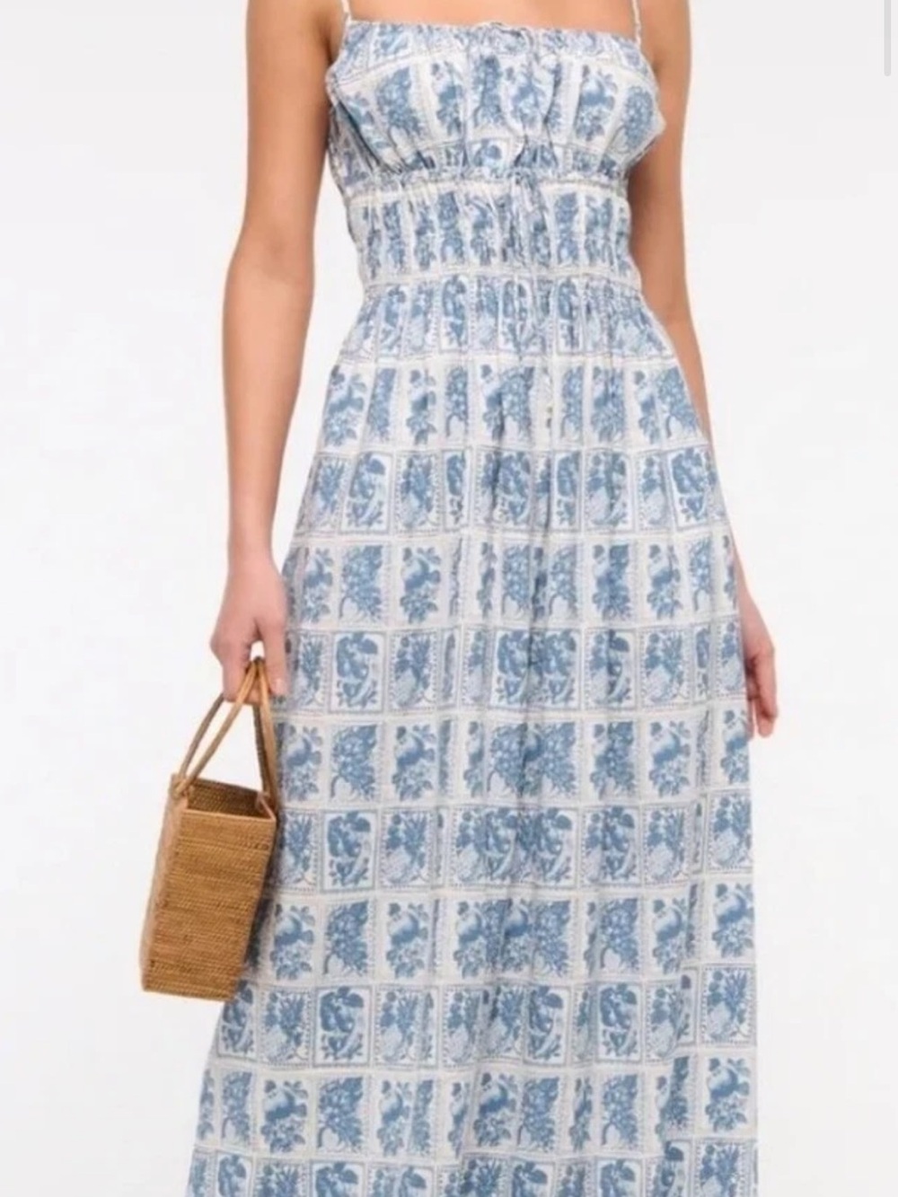 Abercrombie & Fitch Blue and White Floral Smocked Maxi Dress Size ST